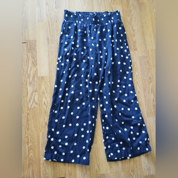 Loft Sz S Wide Leg Linen Viscose Blend Crop Pant With Pockets And Elastic Waist - Picture 1 of 9